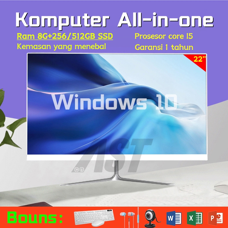 Jual Komputer AIO Core I5 PC 22 inch Ram 8G+256/512GB SSD,IPS layar ...