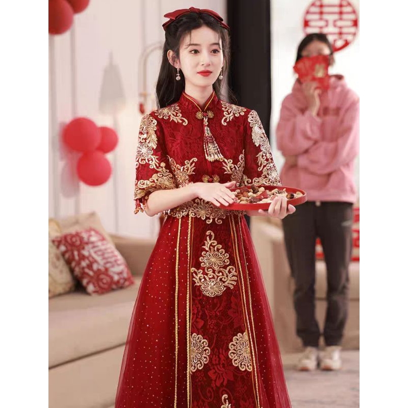 Jual ND-961 XS-3XL Custom Size Gaun sangjit cheongsam mewah import gaun ...