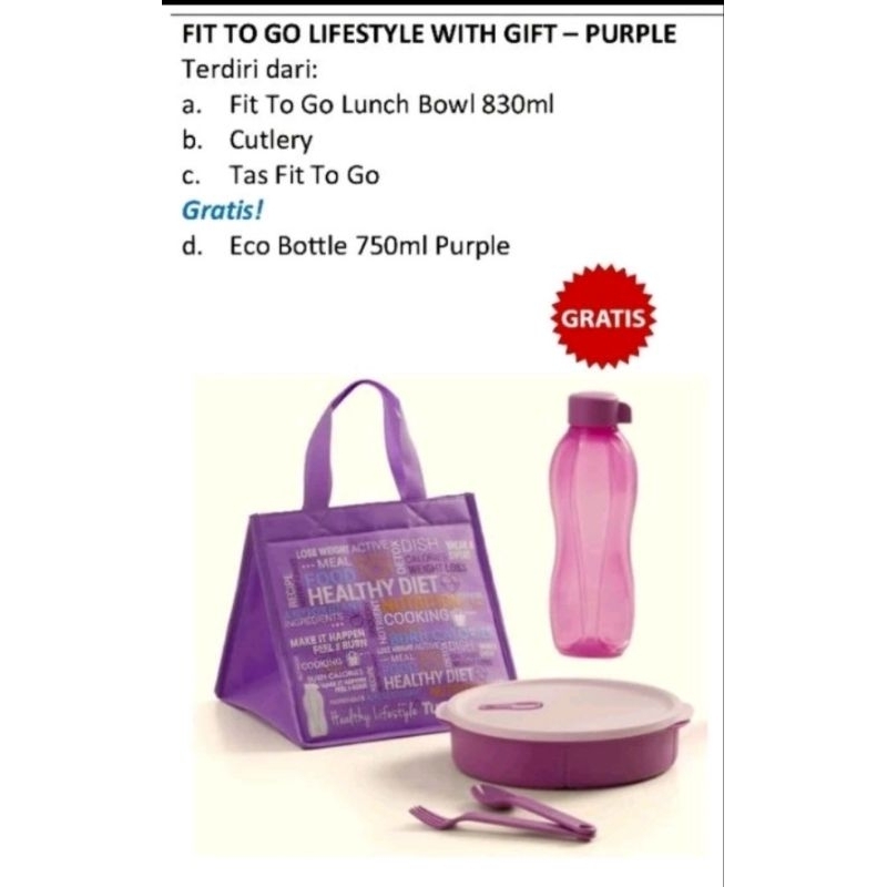 Jual Tupperware Fit to go Lunch Set dapat tas, tempat makan besar skat ...