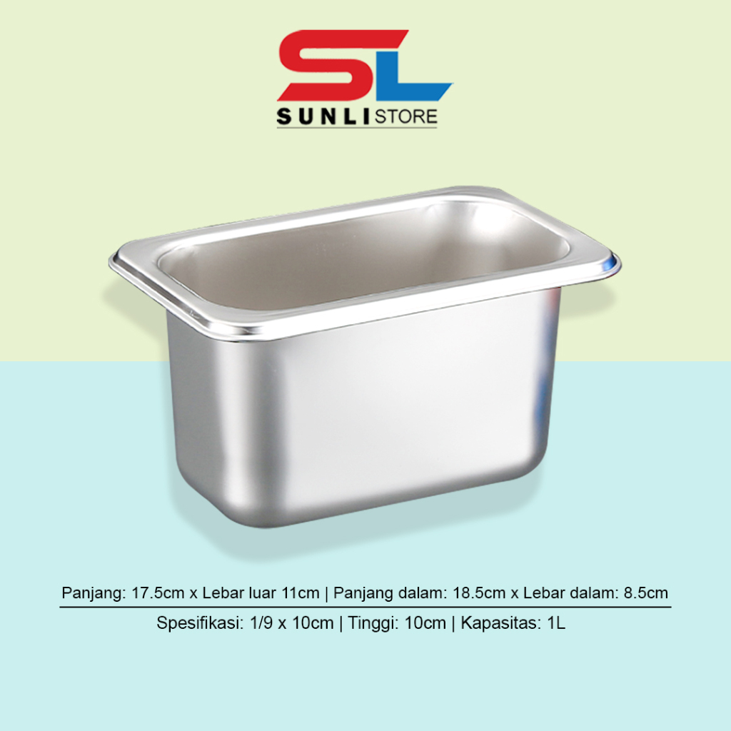 Jual SUNLI - Food pan stainless 1/9 x 10cm / food pan stainless Ukuran ...