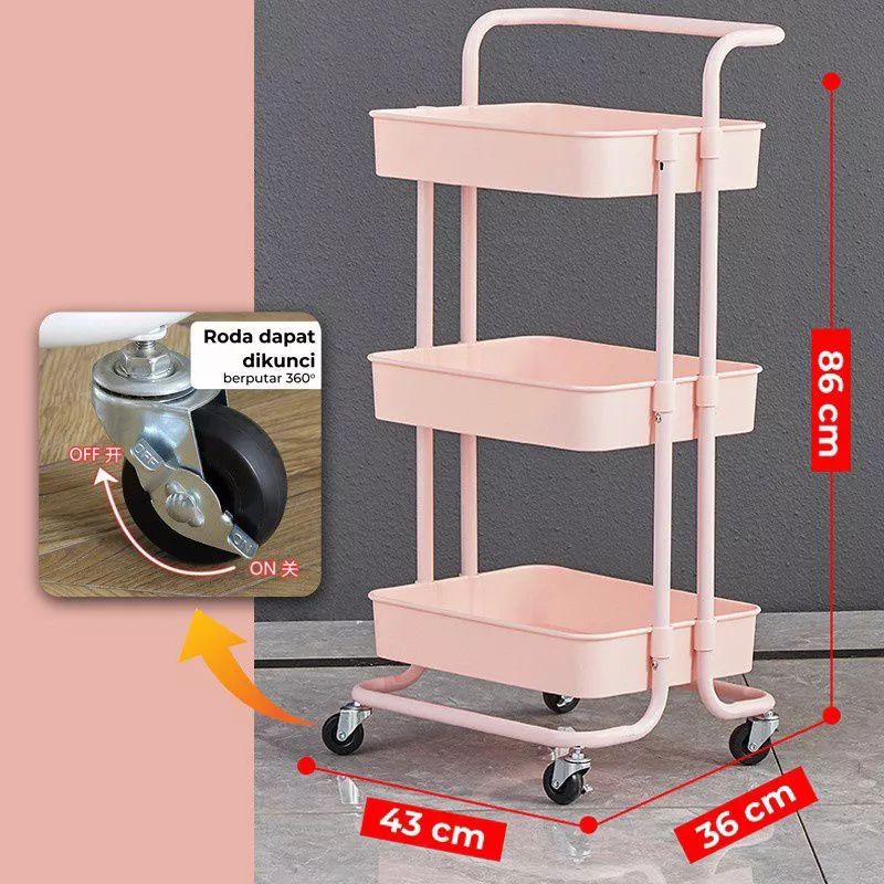 Jual AA - RAK TROLI 3 TINGKAT RAK TROLLY 3 TINGKAT SERBAGUNA ...