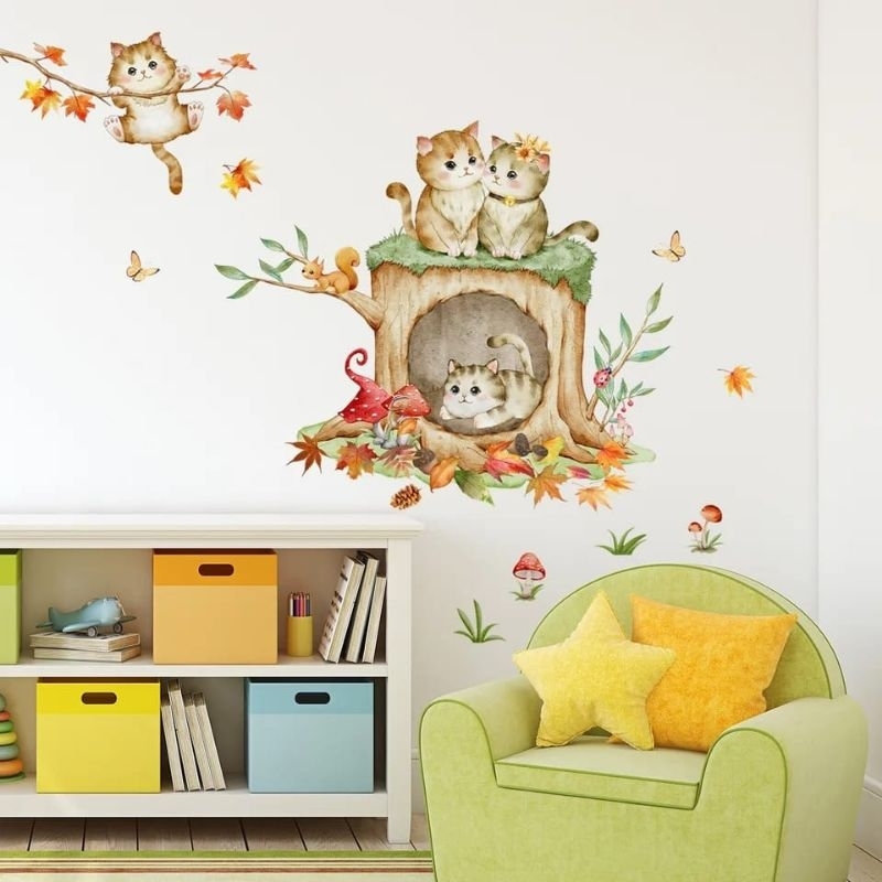 Jual Wallpaper Sticker Dinding Lovely Cat Wall Stiker Dinding Kucing ...