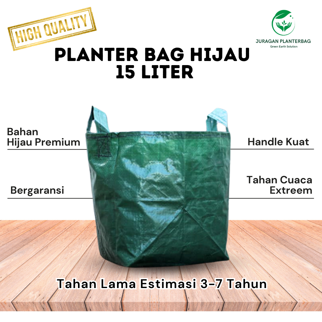 Planter Bag 15 Liter Hijau Tebal Termurah Bergaransi Bisa COD & Gratis Ongkir