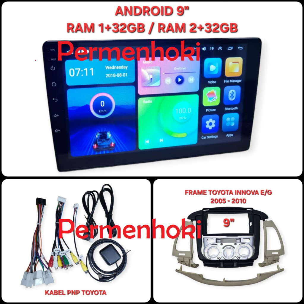Jual PAKET HEADUNIT ANDROID 9 INCH PLUG N PLAY TOYOTA INNOVA E/G 2005 ...