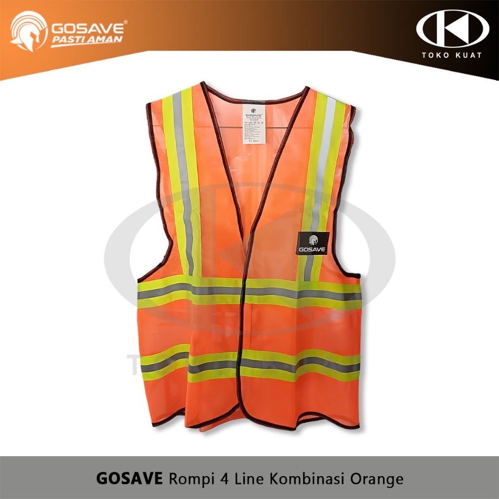 Jual Rompi 4 Line GOSAVE Vest Proyek Safety Reflektor Velcro - Orange ...