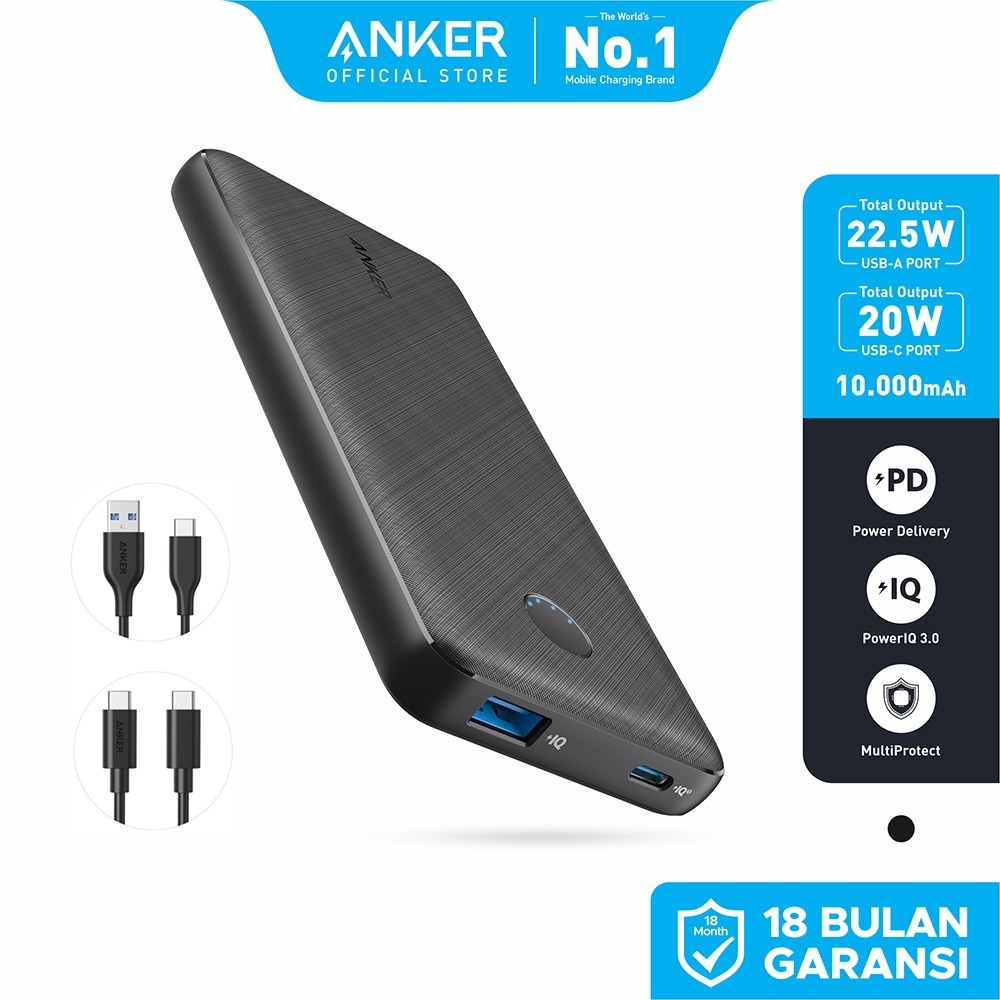 Jual ANKER PowerCore Slim 10000mAh Fast Charge PD 20W USB Type C Ultra ...