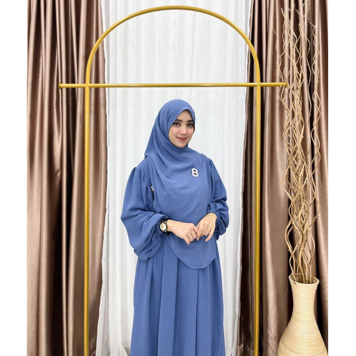 Jual Gamis Set Hijab Luna Syar I Pasmina Oval Cringkel Airflow Premium Shopee Indonesia