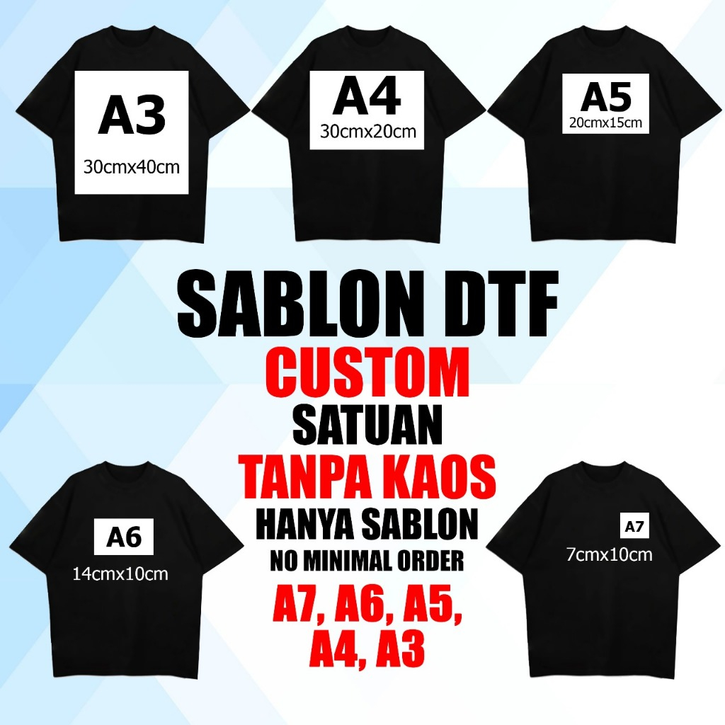 Jual Sablon Sticker DTF Tnggal Setrika Bisa Custom Satuan - Tanpa Kaos ...