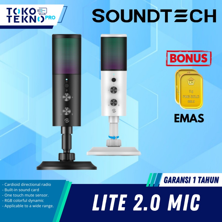 Jual Soundtech Lite 2.0 Cardioid Microphone Condenser USB Stand for PC ...