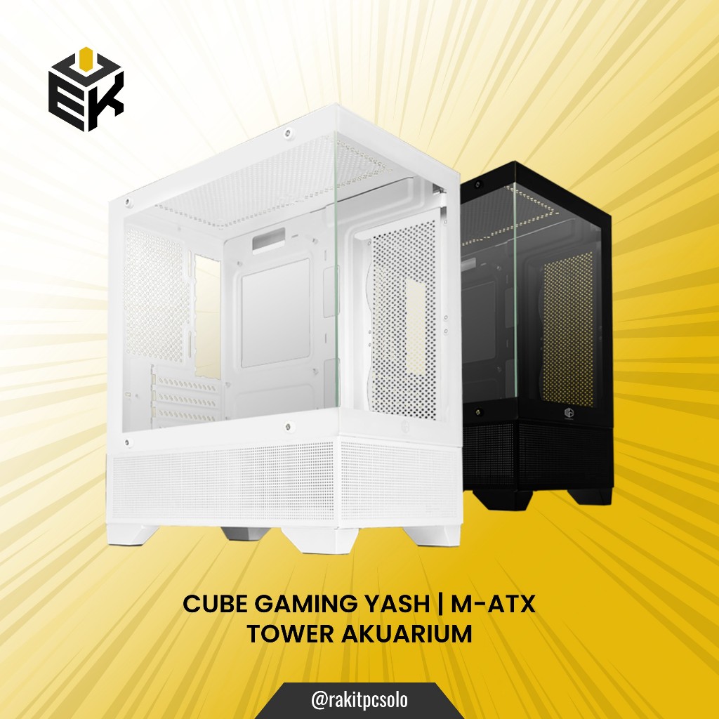 Jual Casing CUBE GAMING YASH Black White - mATX - Tempered / Casing PC ...