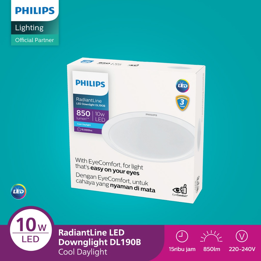 Jual Philips Lampu Radiantline LED Downlight DL190B 10W 6500K Putih