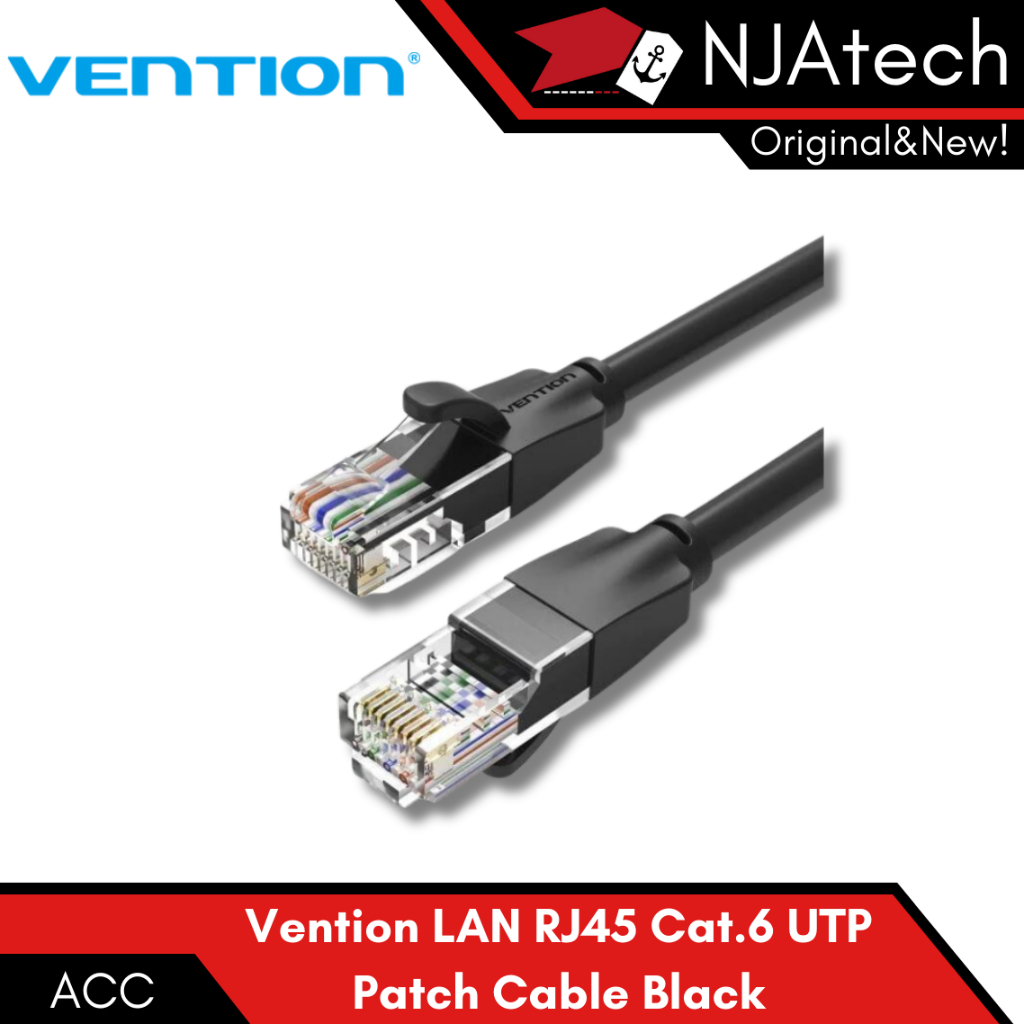 Jual Kabel LAN Vention Gigabit LAN RJ45 Ethernet Cat.6 UTP Cable Black ...