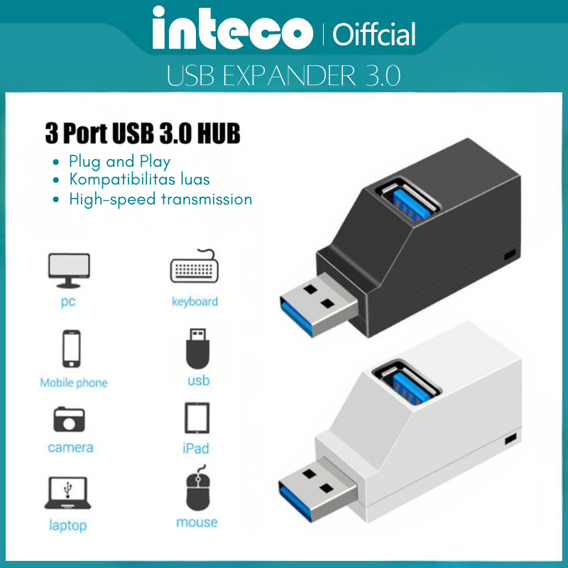 Jual USB 3.0 HUB 3 Ports High Speed Data Transfer Adapter Extender Mini ...