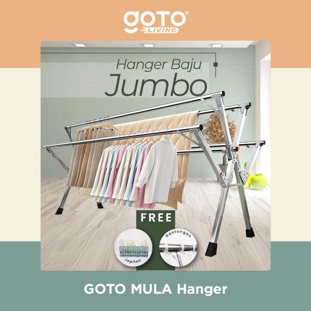 Jual Goto Mula Tiang Jemuran Hanger Baju Pakaian Lipat Handuk Portable