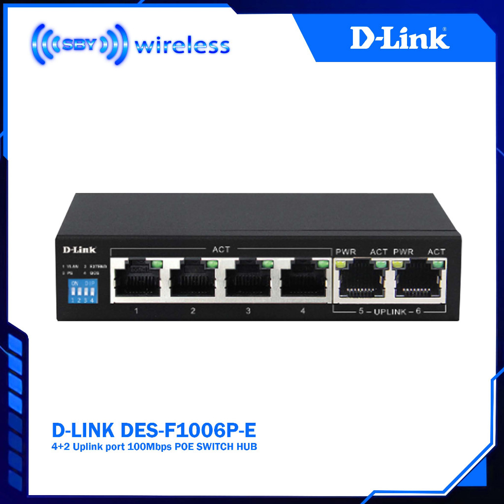 Jual D-Link Switch Hub PoE DES-F1006P-E 4+2 100Mbps 250m | Shopee Indonesia