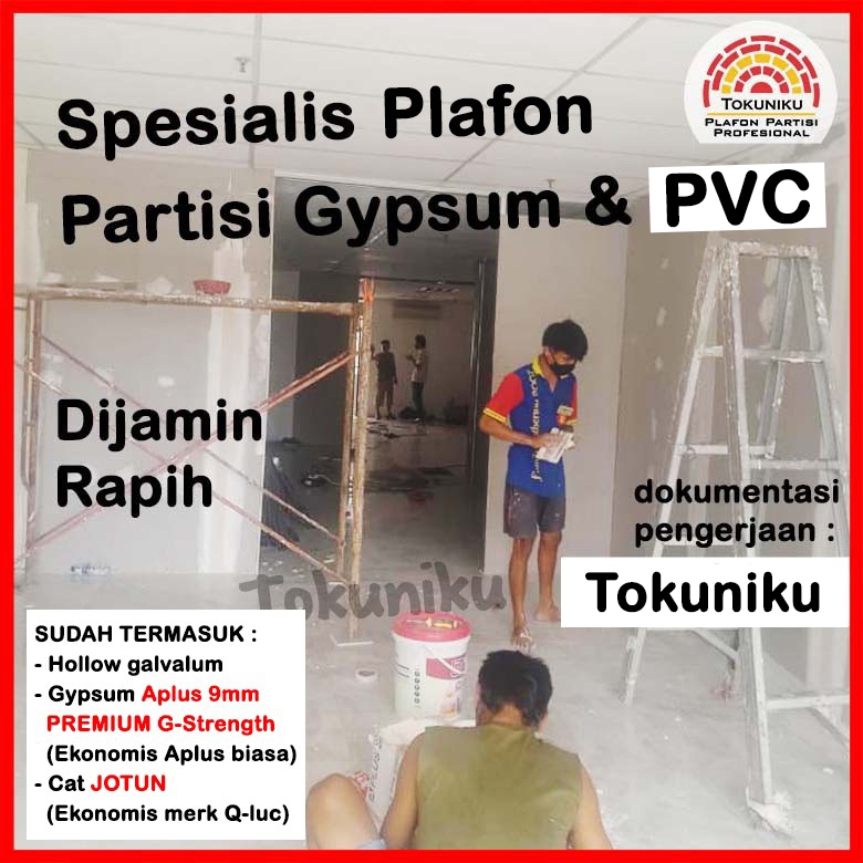Jual 1 Sisi Pasang Partisi Gypsum Sekat Dinding Gypsum Volume Diatas