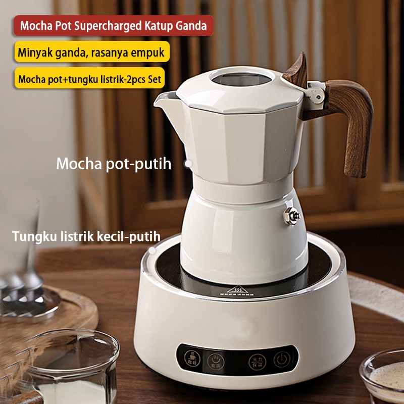 Jual Mocha Pot Espresso Pot Double Valve Moca Pot Mocha Supercharged