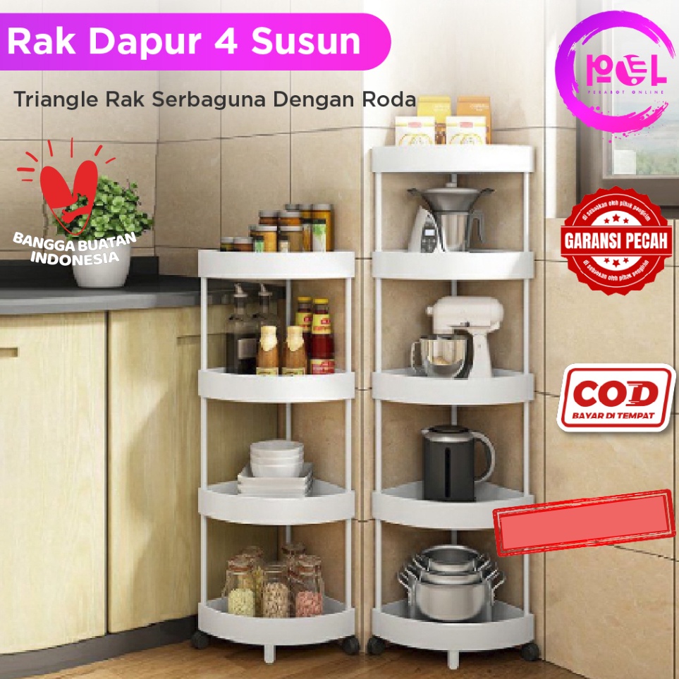 Jual Diskon Heboh POL COD Rak Sudut Dapur Plastik 4 Susun Rak Yiyi Rak ...