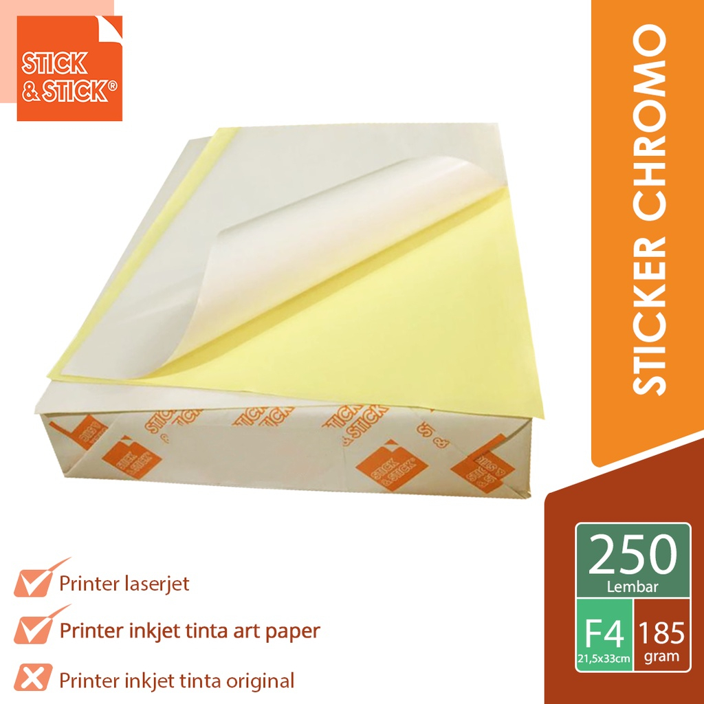 Jual F4 FOLIO STICKER CHROMO GLOSSY ISI 250 LBR / Label Produk, Stiker ...