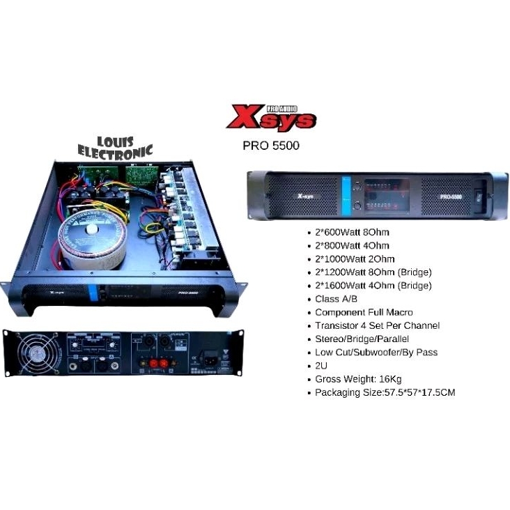 Jual Power Amplifier X-sys Xsys PRO 5500 2 Channel ORIGINAL | Shopee ...