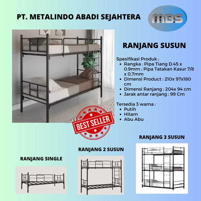 Jual Ranjang Tingkat Ranjang 2 Susun Besi MBS Bunk Bed Tempat Tidur ...