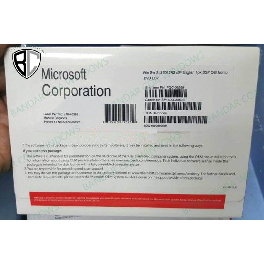 Jual Windows Server 2012 R2 Standar (Full Pack Original 64 Bit Lifetime ...