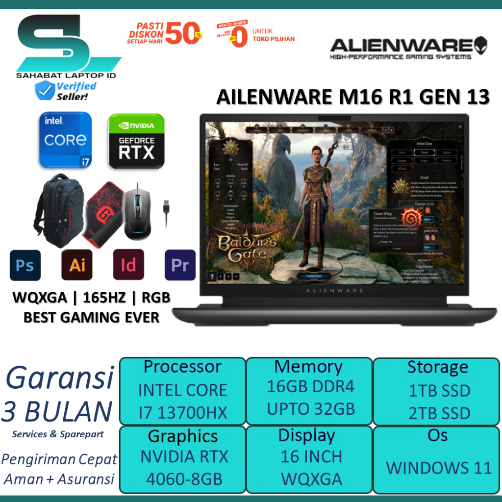 Jual Alienware M16 R1 Intel I7 13700Hx 32gb ddr4 2tb ssd Nvidia Rtx4060 ...