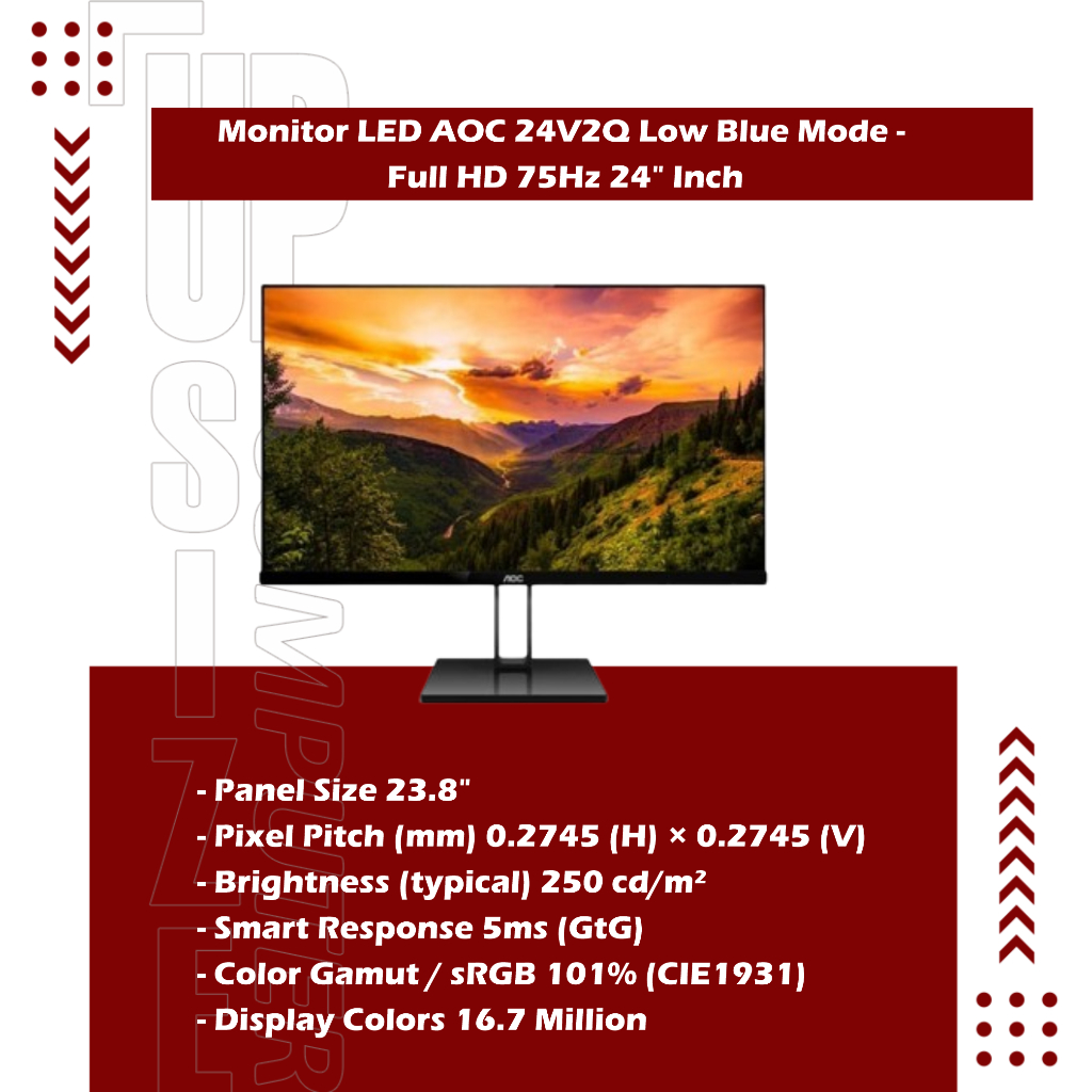 Jual Monitor LED AOC 24V2Q Low Blue Mode - Full HD 75Hz 24