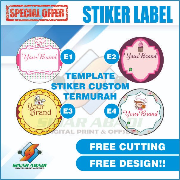 Jual Cetak Label Stiker Produk Usaha Custom Cromo A3 Laminasi Glossy