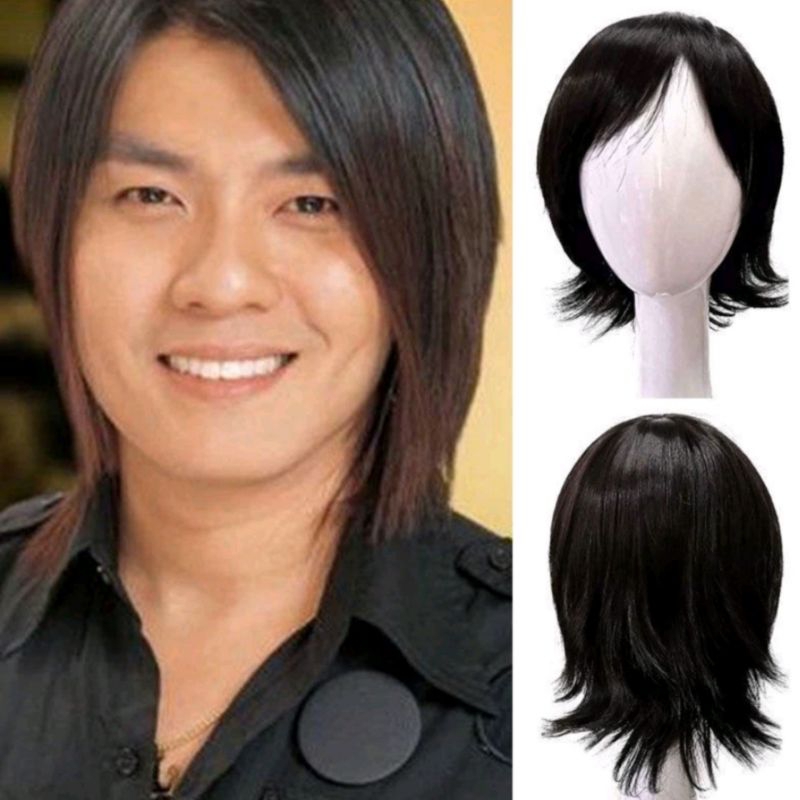 Jual Wig Pria Rambut Panjang Diatas Bahu Warna Hitam Natural Rambut ...