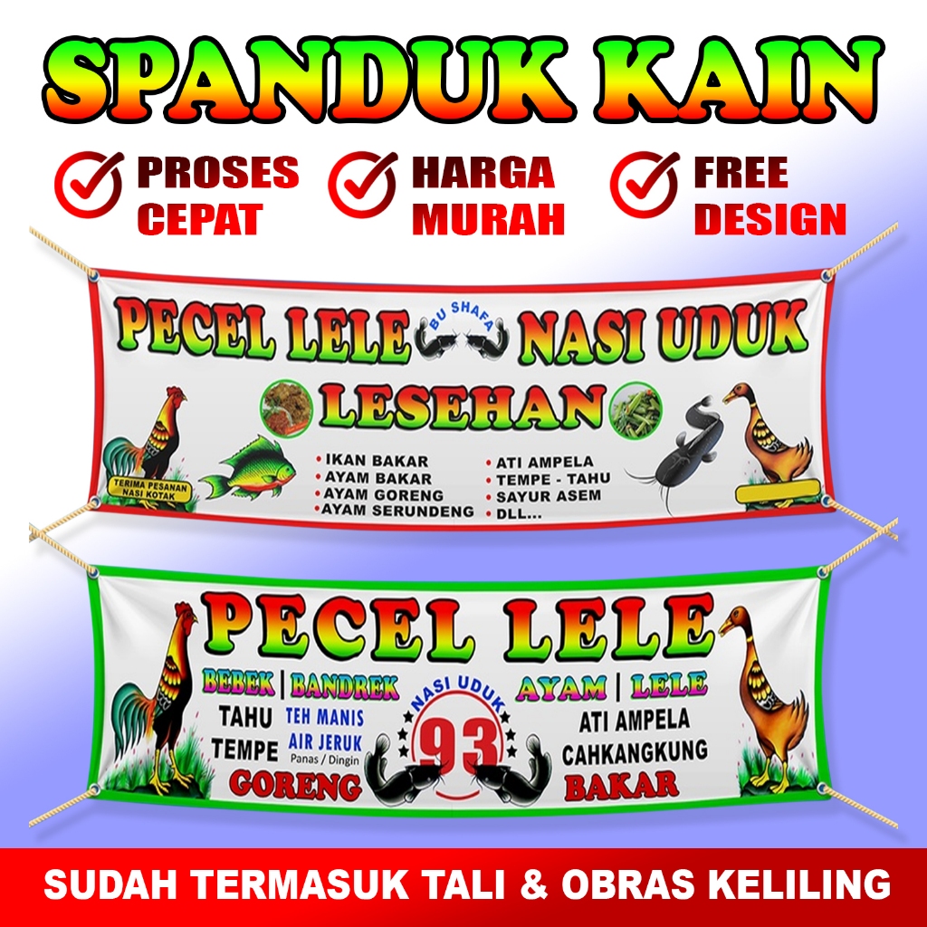 Jual Custom Spanduk Kain Pecel Lele Sate Madura Bahan Satin Shopee