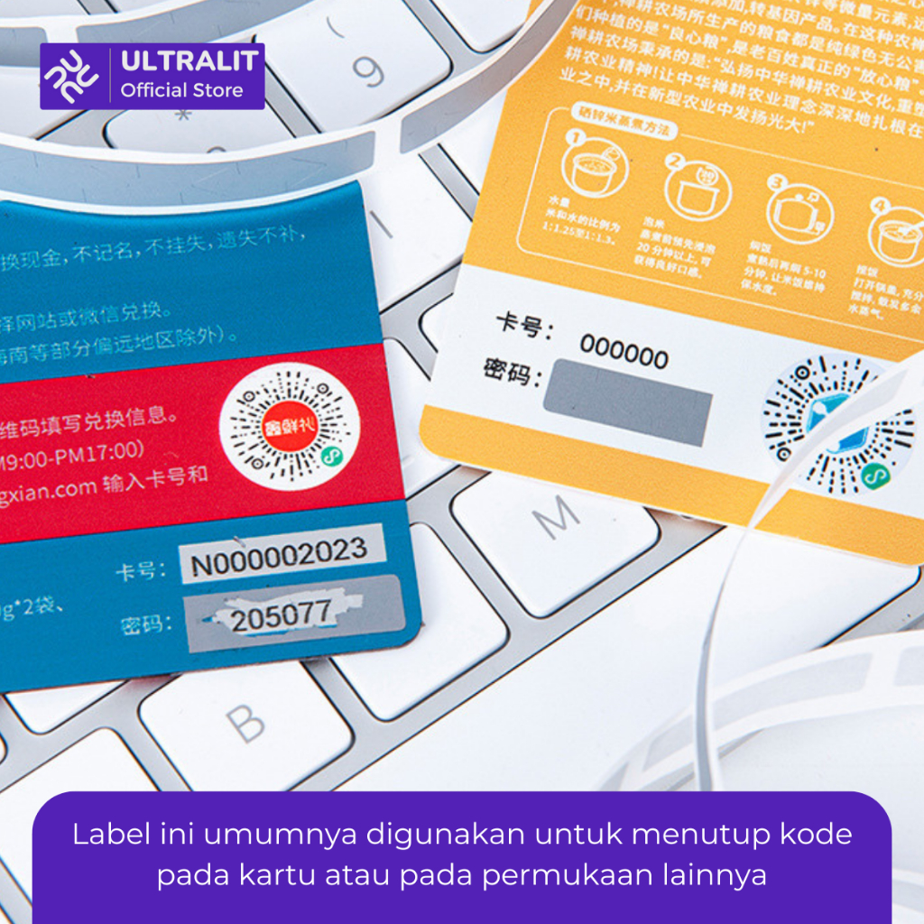 Jual ULTRALIT 1000 pcs Scratch Sticker Label 6 x 22 mm / Sticker Label ...