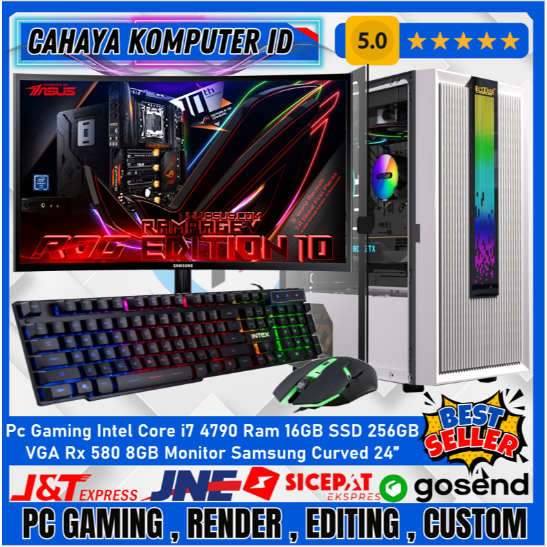 Jual PC Intel Core I7 4790 RAM 16GB SSD 256GB VGA RX 580 8GB LED ...