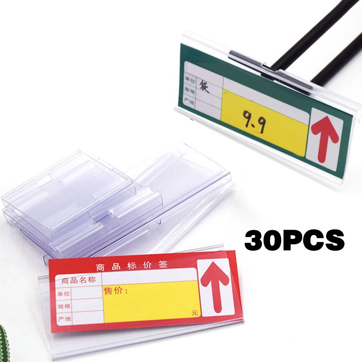 Jual Super Rating 3PCS Label Harga 6x42 cm Price Tag Holder Plastik PVC ...