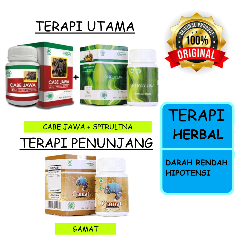Jual TERAPI DARAH RENDAH HIPOTENSI HERBAL INDO UTAMA HIU CABE JAWA SPIRULINA GAMAT Shopee