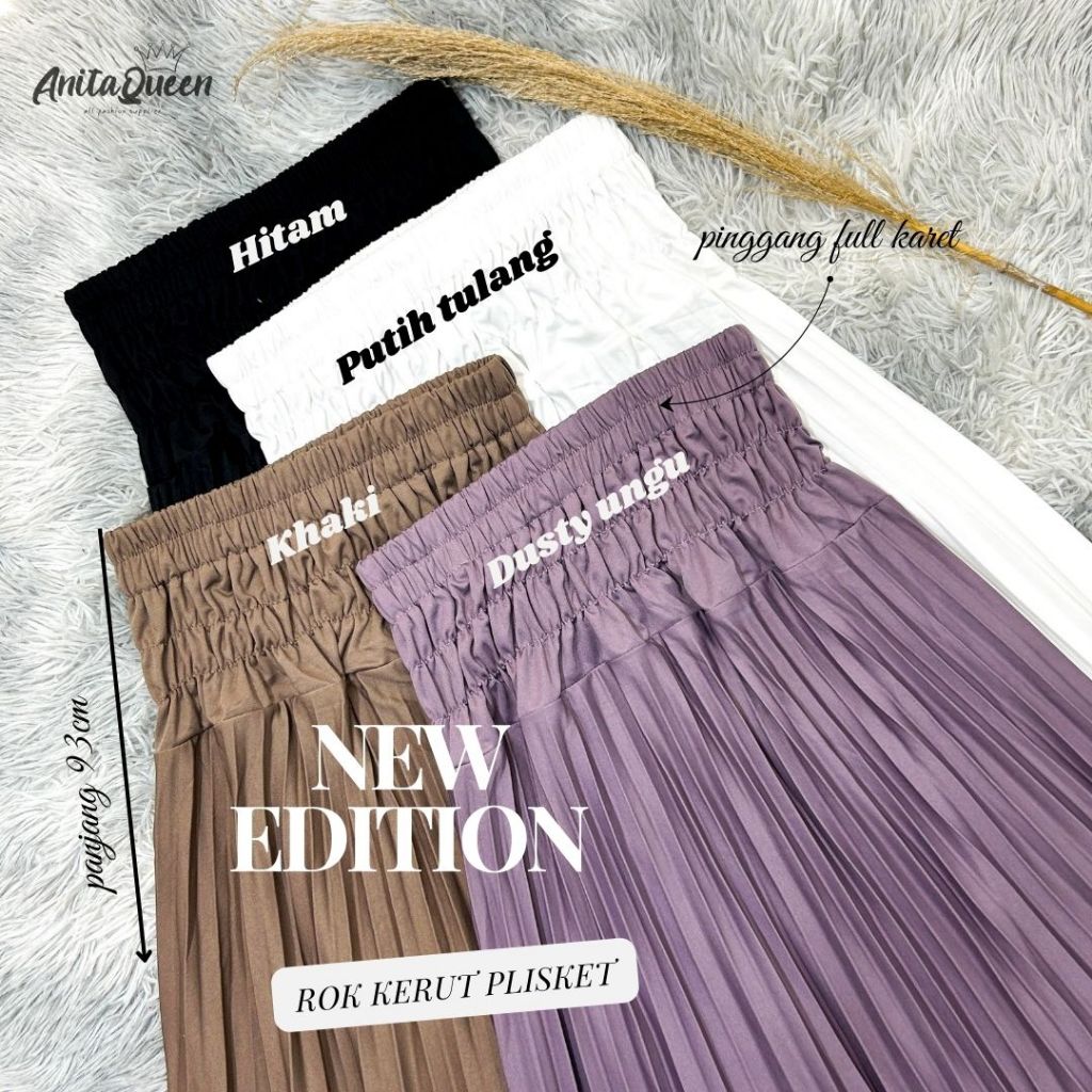 Jual NEW EDITION ROK PLISKET KERUT/ rok plisket super premium/ ootd rok ...