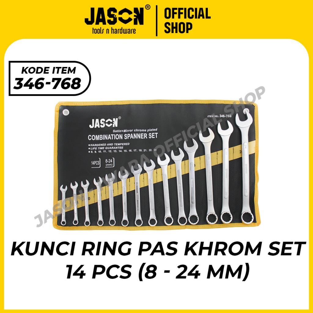 Jual JASON KUNCI RING PAS SET 14 PCS KHROM (8-24MM) CEK UKURAN 346-768 ...