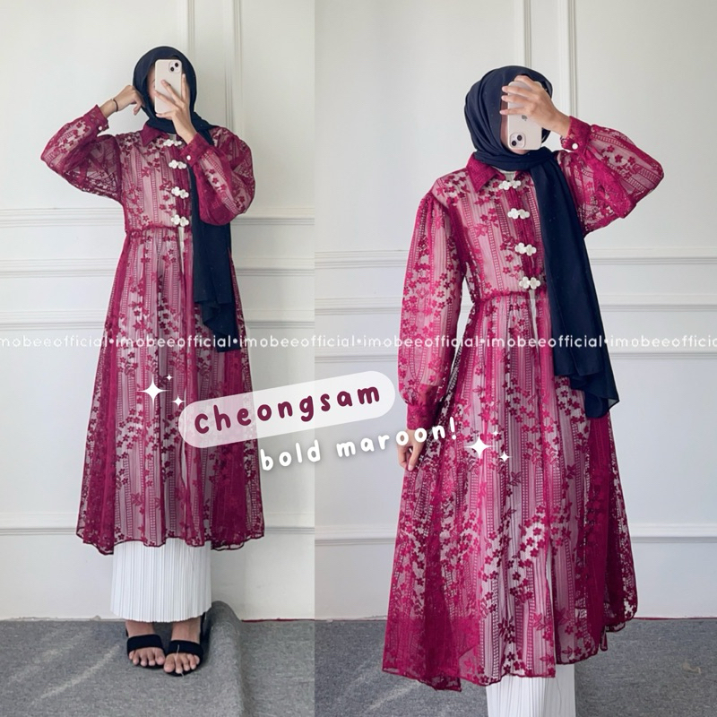 Jual CHEONGSAM DRESS TUNIK LONG OUTER LACE BRUKAT SHANGHAI CINA Shopee Indonesia