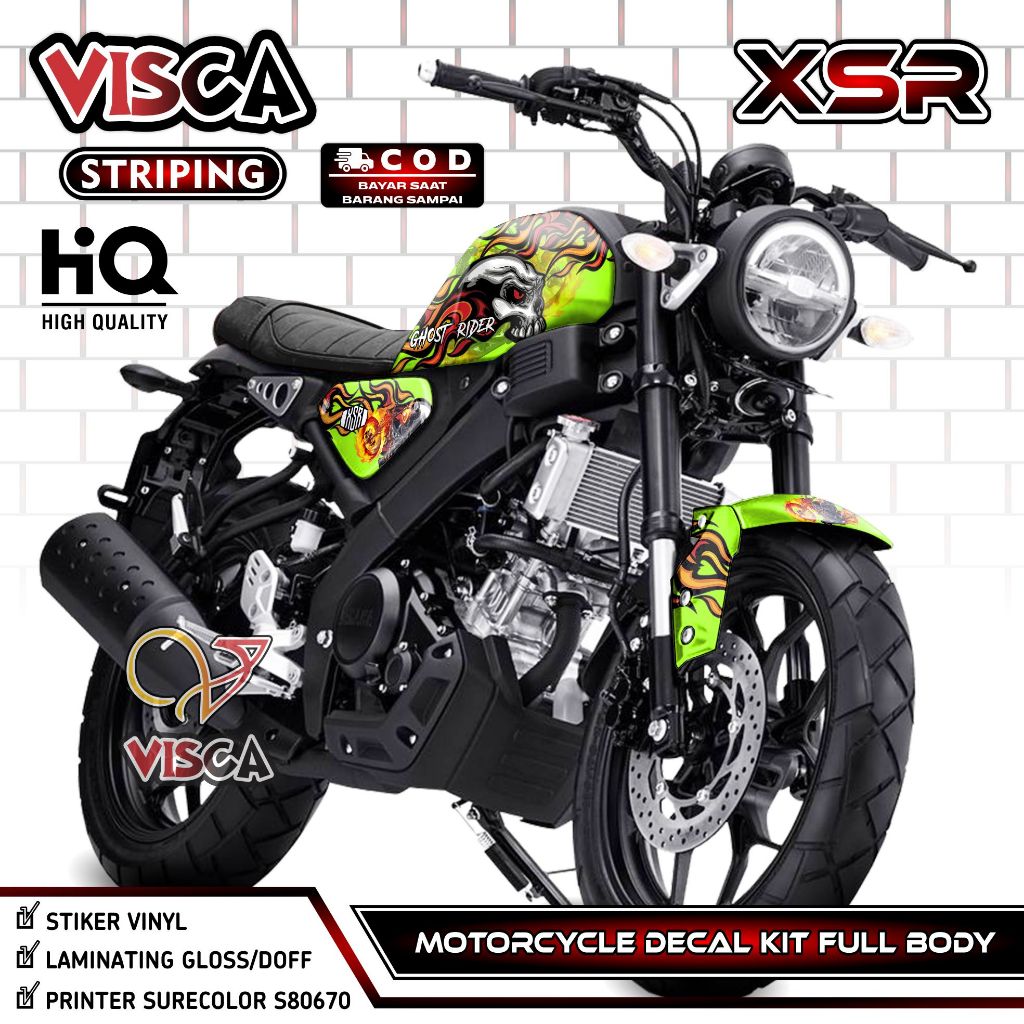 Decal XSR 155 Full Body Stiker Motor Yamaha XSR 155 Fullbody Dekal XSR  Striping Yamaha XSR 155 Full Body Variasi Ghost Rider