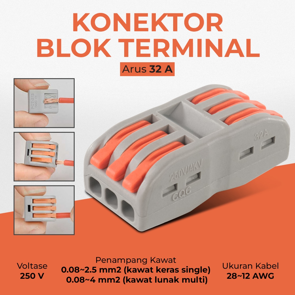 Jual Connector 2 Wire Compact Terminal Block Lever Cage Clamp | Shopee ...