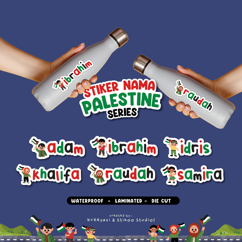Jual Palestine - Stiker Label Nama Custom - Waterproof - Stiker Tumbler ...