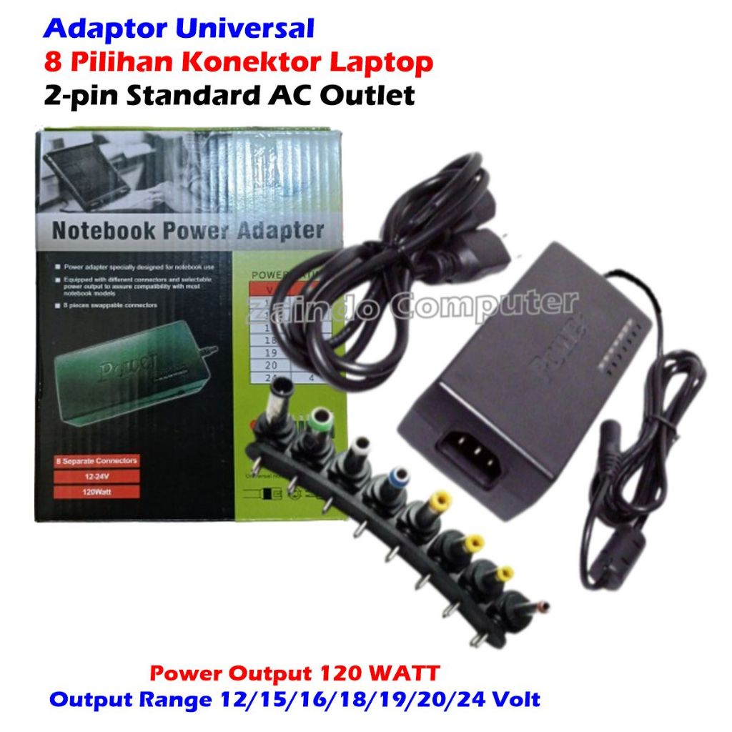 Jual ADAPTOR LAPTOP UNIVERSAL 96W-120W - CHARGER UNIVERSAL 96W-120A ...