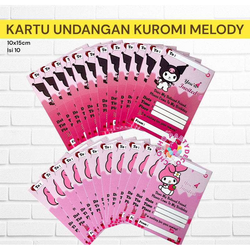 Jual Kartu Undangan Ulang Tahun KUROMI MELODY Isi 30 / Kartu Undangan