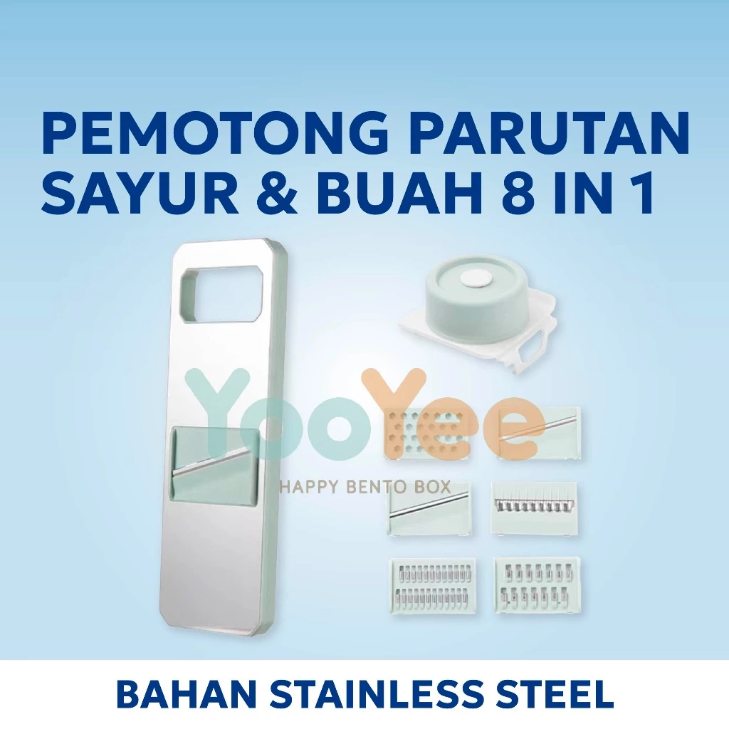 YOOYEE Pemotong Parutan Sayur Dan Buah 8in1 Vegetable Cutter Premium Stainless Steel Multifungsi