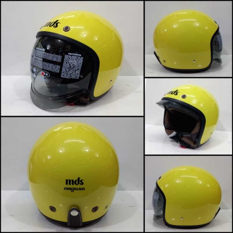 Jual HELM HALF FACE MDS MAGNUM SOLID / HELM RETRO | Shopee Indonesia