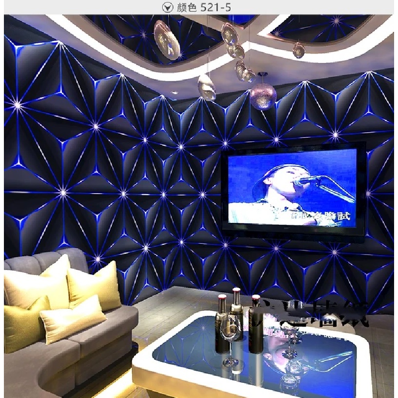 Jual Ririk Store - Wallpaper Dinding Abstrak Geometric 3D Biru Dasar ...