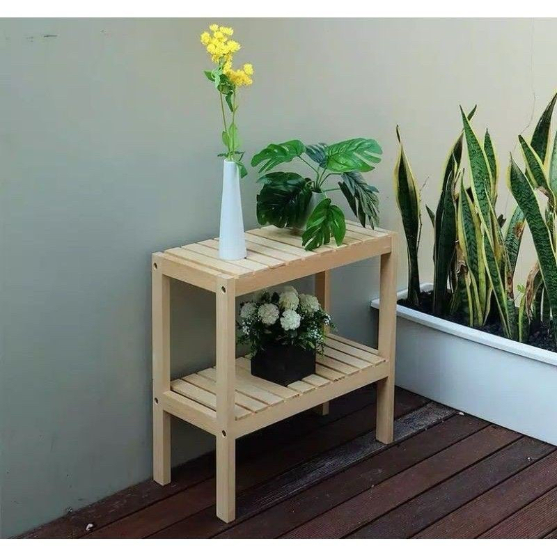 Jual Wooden Shelf Tingkat Rak Susun Rak Sepatu Kayu Rak