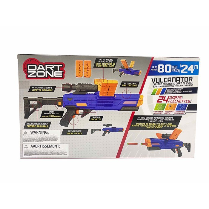 Jual Dart Zone Motorized Vulcanator Double Magazine Dart Blaster 