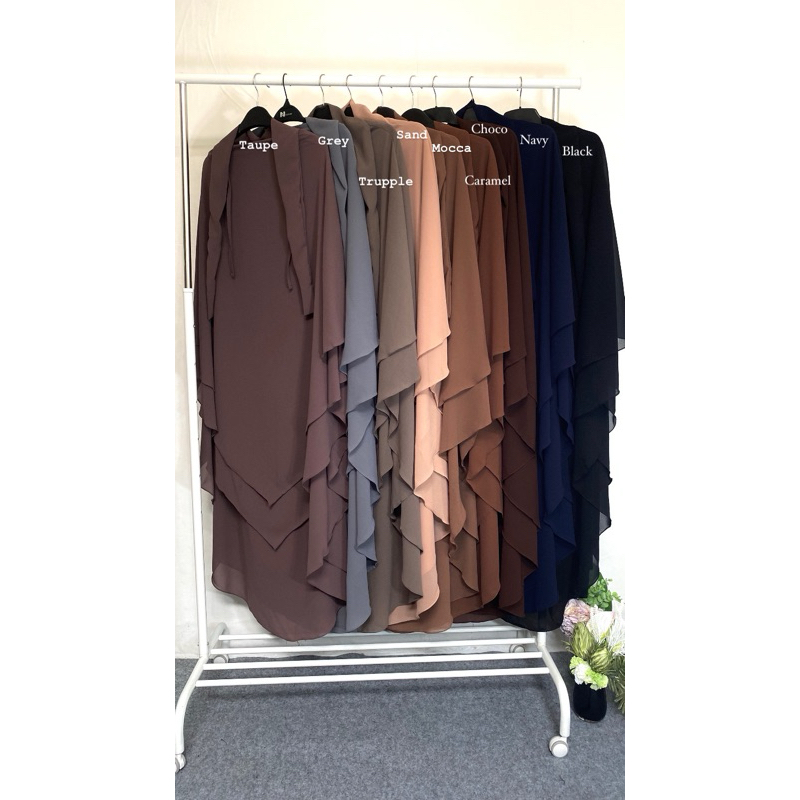 French Khimar Ceruty 2 Layer Premium Babydoll Free Cadar Tali Jilbab Khimar Bergo Kerudung Syari Muslimah BY ALQA