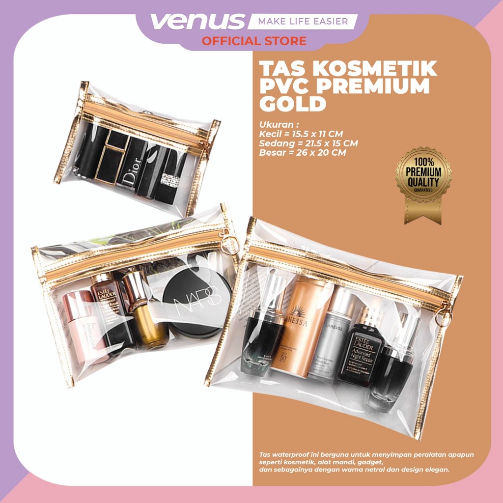 Jual Tas Kosmetik PVC Transparan Tas Penyimpanan Makeup Tahan Air Tas